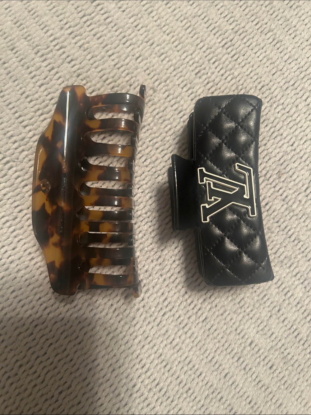 Black Quilted Leather Hair Claw and lululemon jumbo clip.sold out